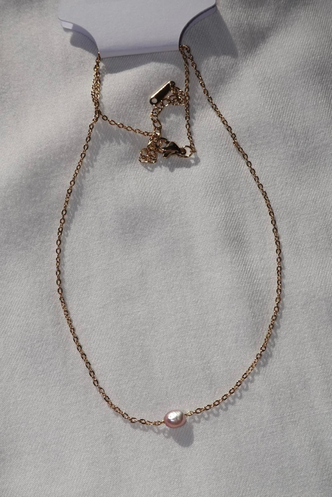 One Purple Pearl Necklace - gold