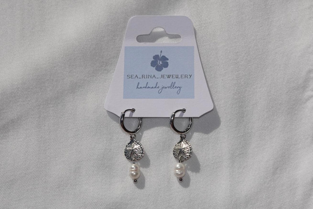 Sand Dollar Earrings - silver