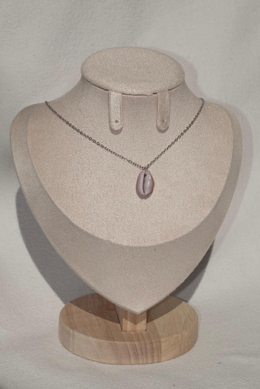 Purple Erosaria Cowrie Shell Necklace - silver