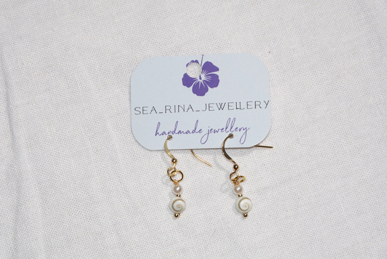 Calypso Shiva Shell Earrings ~ small ~ gold