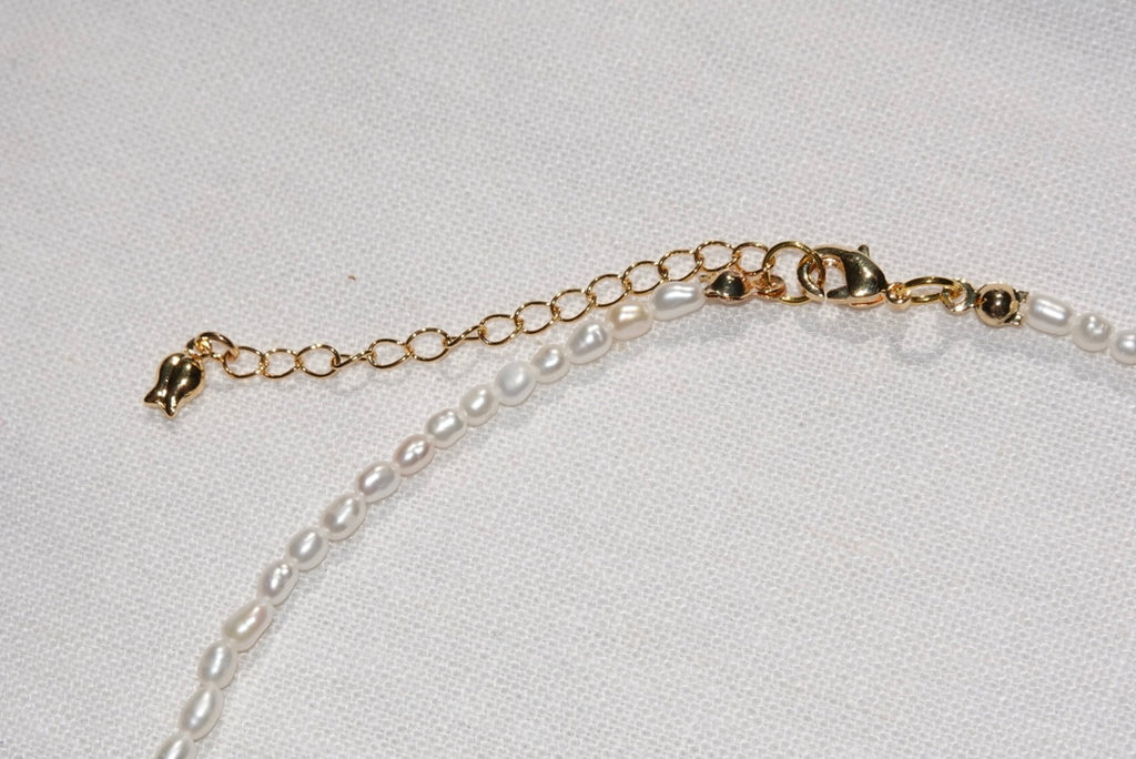 Fresh Water Pearl Necklace - small pearls - gold