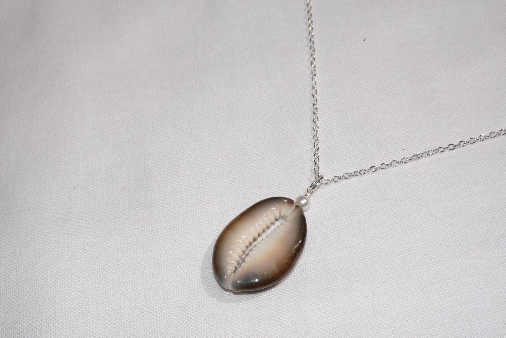 Brown Cowrie Shell Necklace - silber