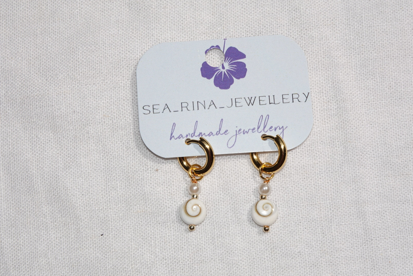 Calypso Shiva Shell Hoops ~ medium - gold