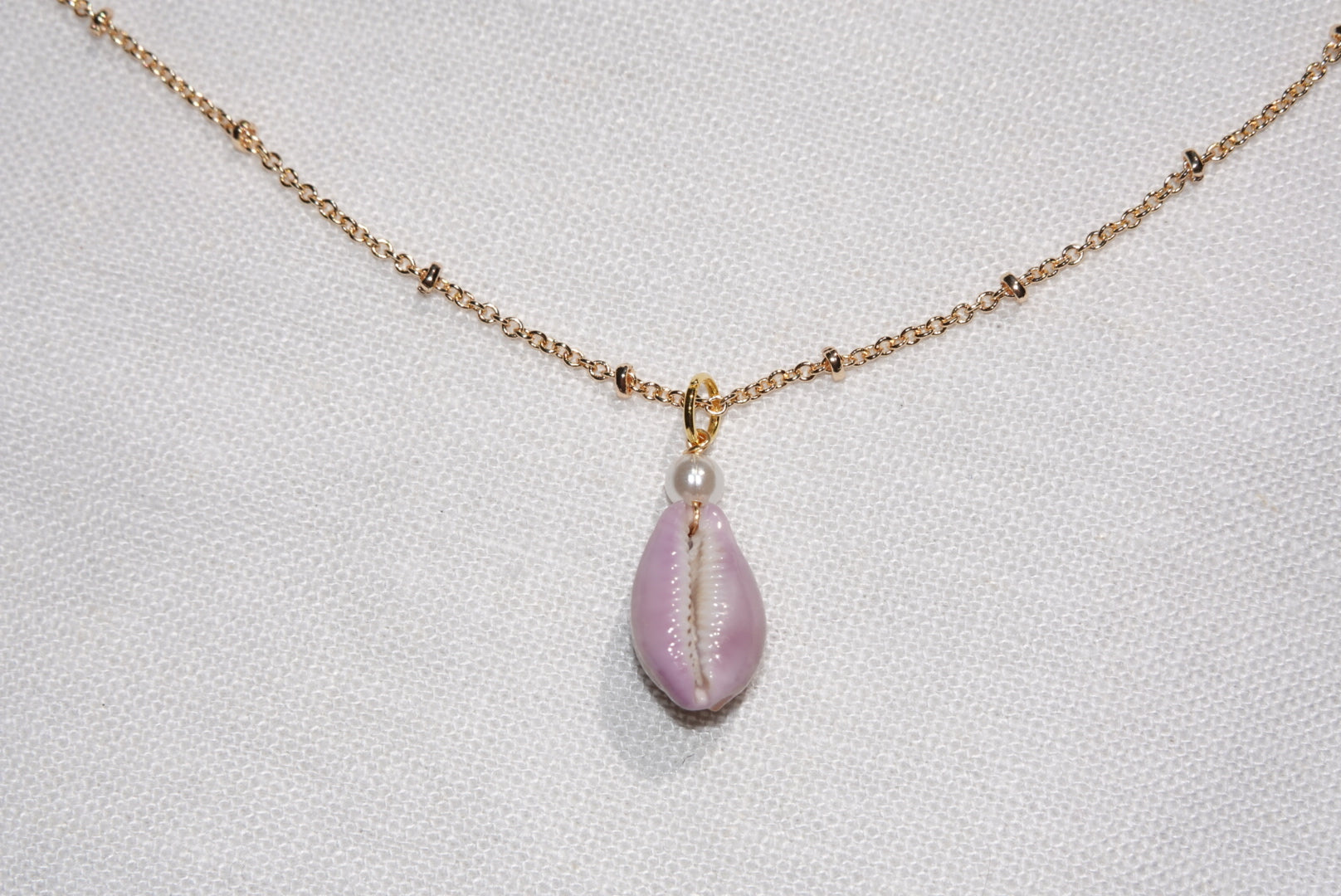 Purple Erosaria Cowrie Shell Necklace - gold