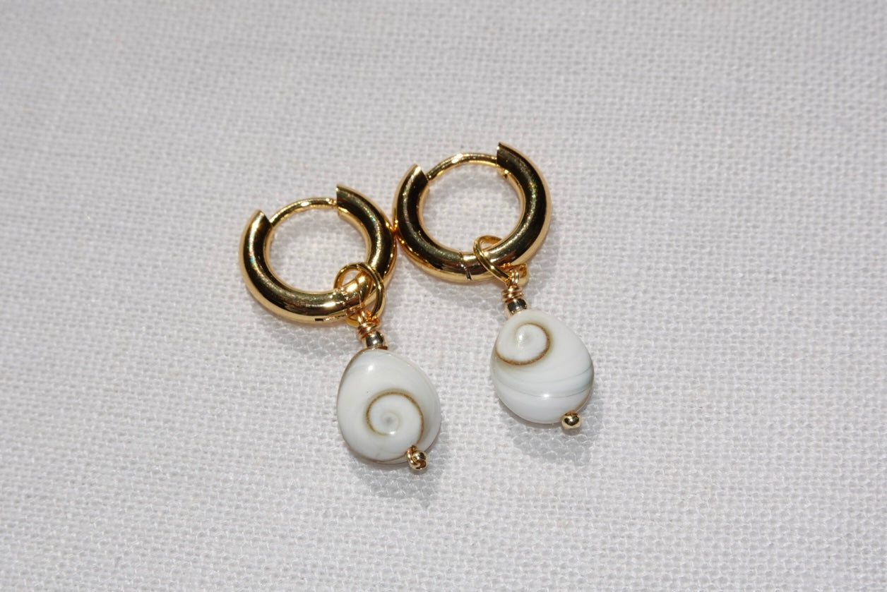 Calypso Shiva Shell Hoops - Teardrops - gold