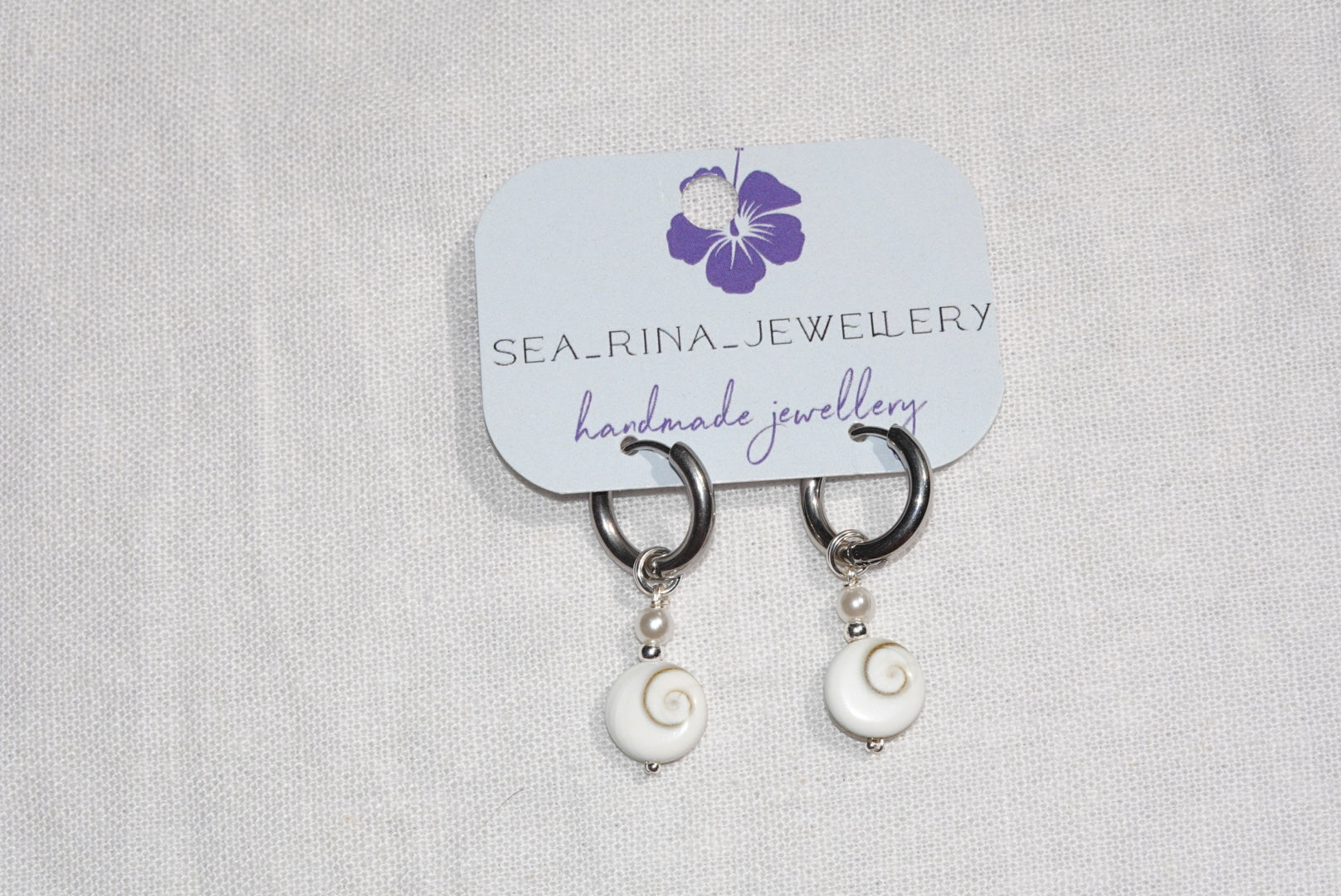 Calypso Shiva Shell Hoops - large- silber