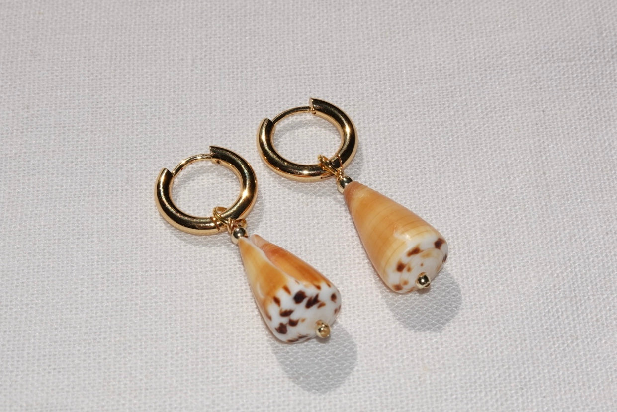 Orange Cone Shell Earrings