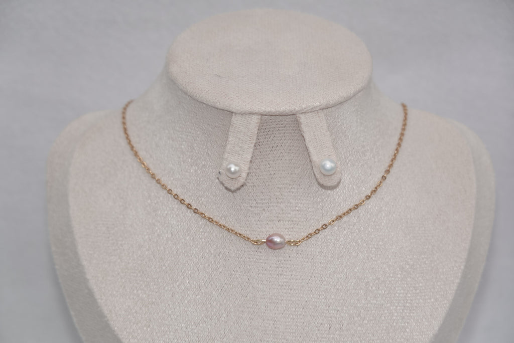 One Purple Pearl Necklace - gold