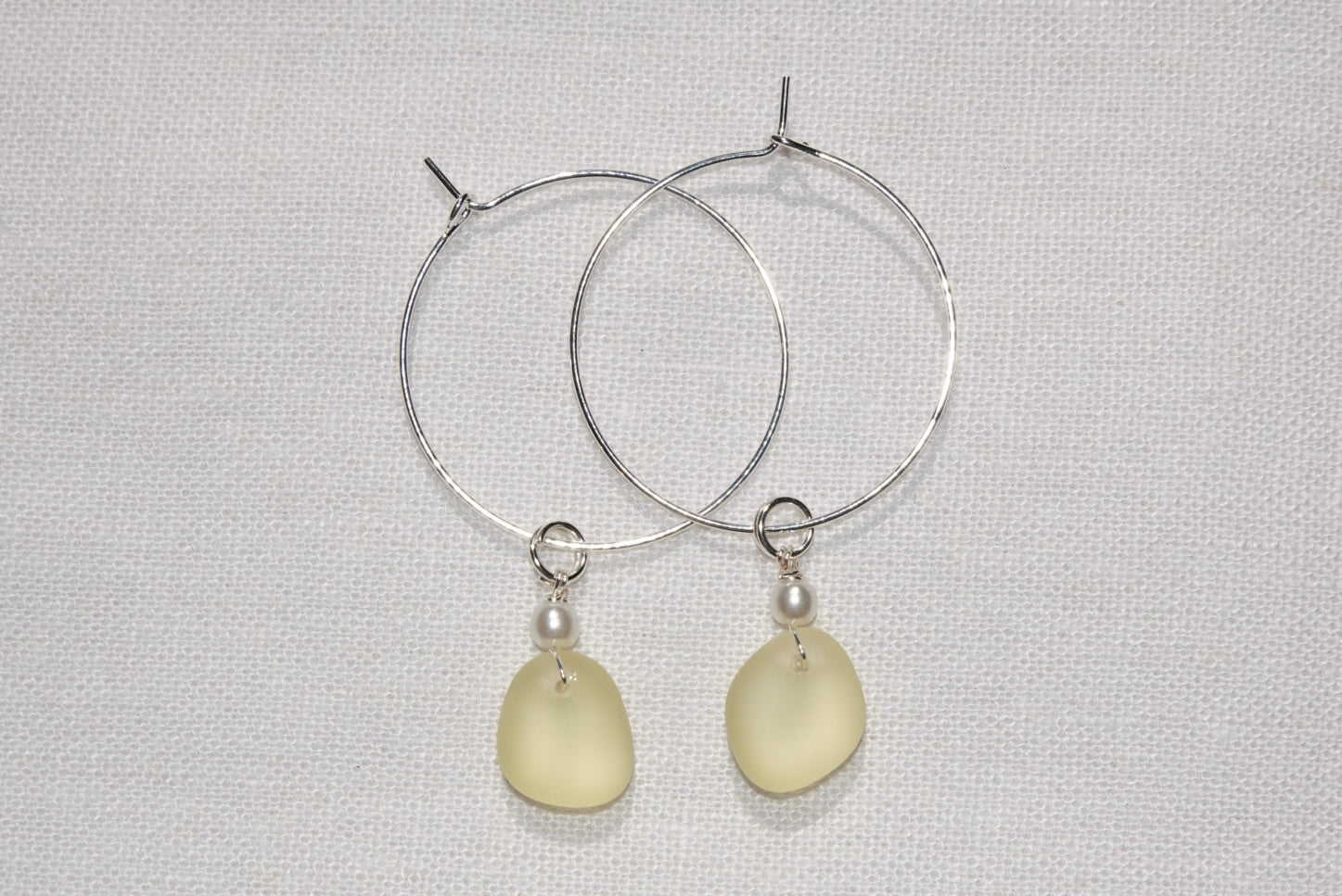 Wire Hoops - Yellow Beach Glass
