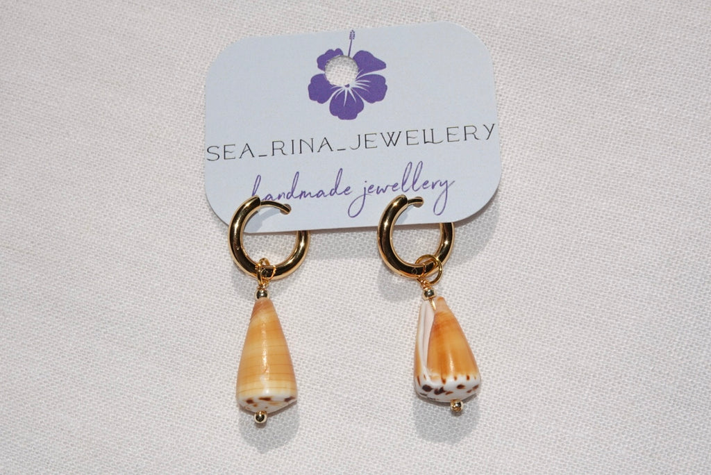 Orange Cone Shell Earrings