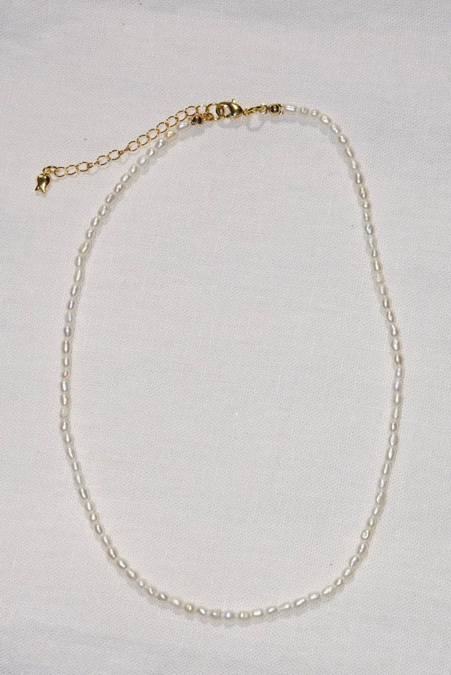 Fresh Water Pearl Necklace - small pearls - gold