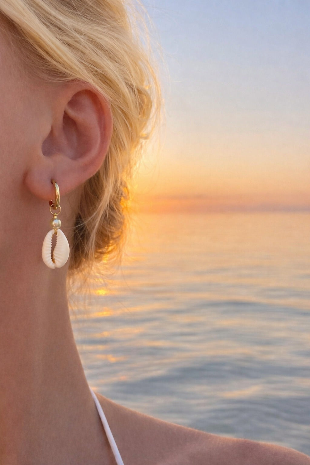 Cowrie Shell Hoops - gold