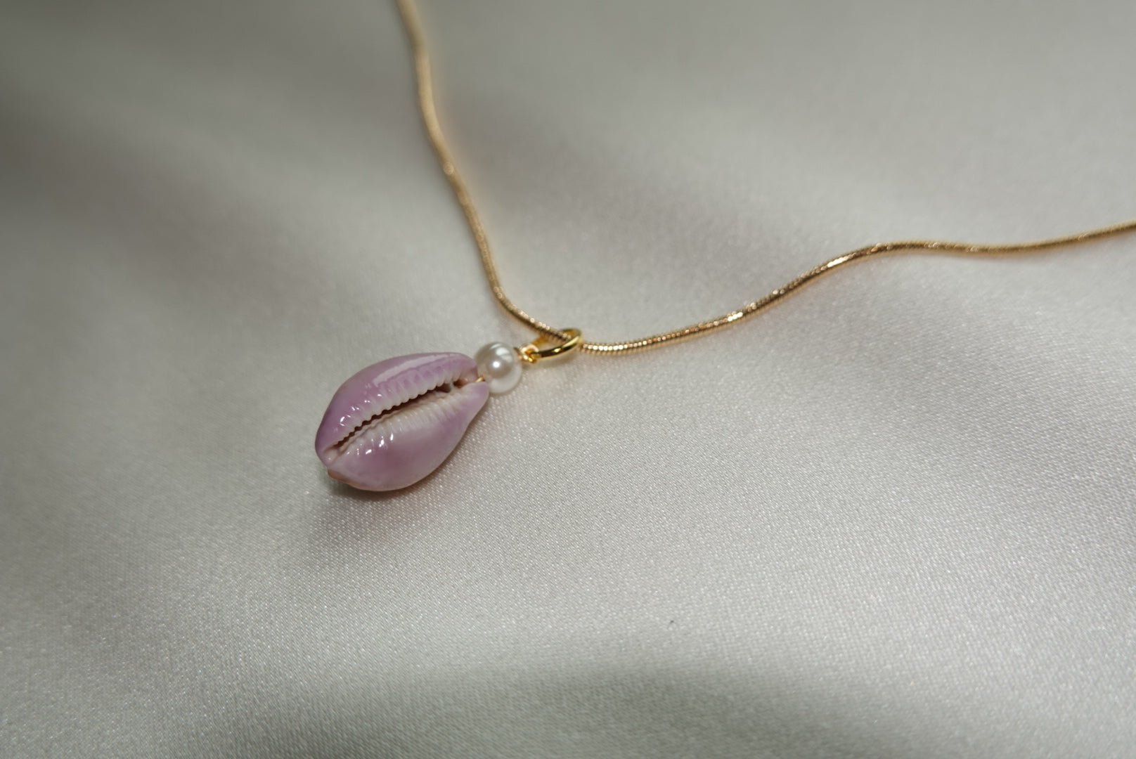 Purple Erosaria Cowrie Shell Necklace - gold