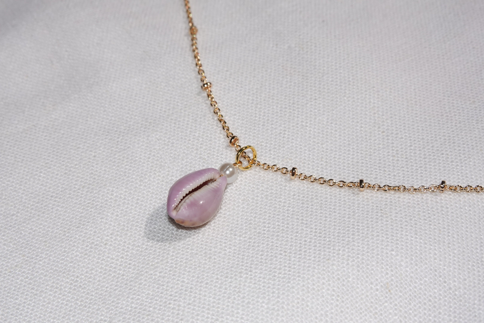 Purple Erosaria Cowrie Shell Necklace - gold