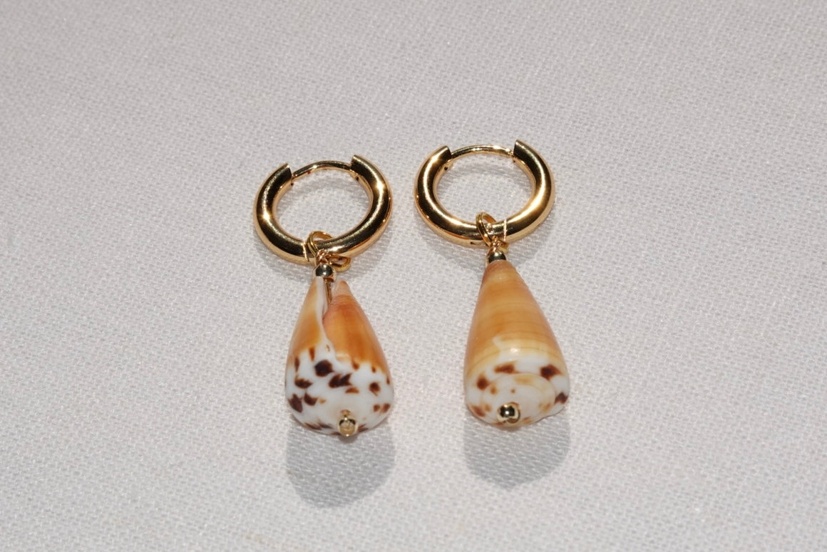 Orange Cone Shell Earrings
