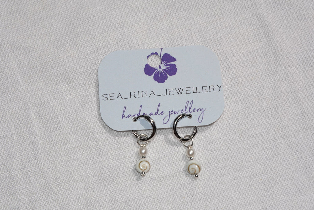Calypso Shiva Shell Earrings ~ small ~ silber