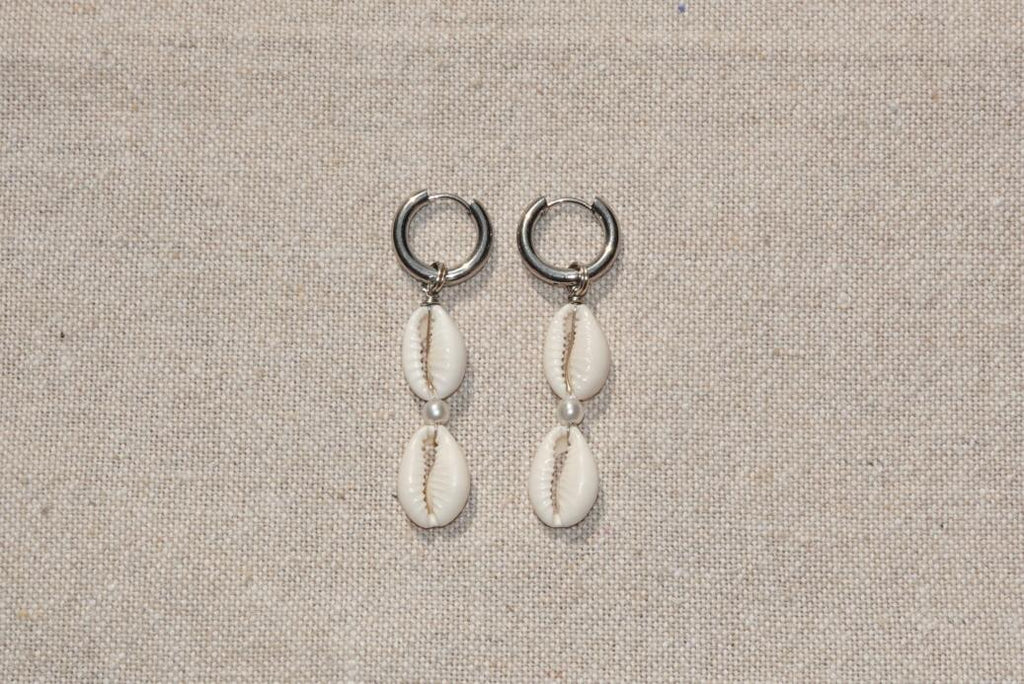 Double Cowrie Shell Hoops