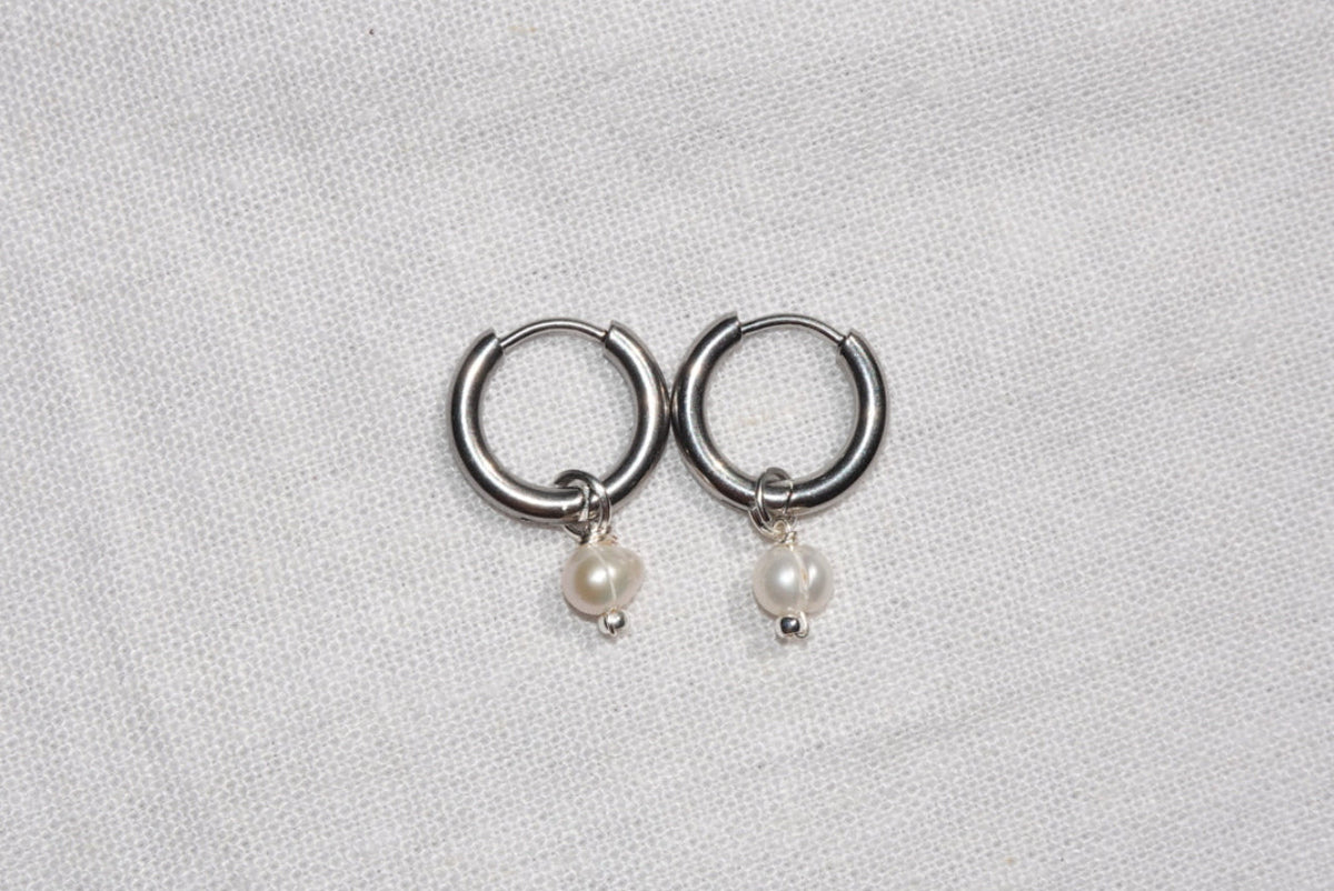 Fresh Water Pearl Earrings - silber