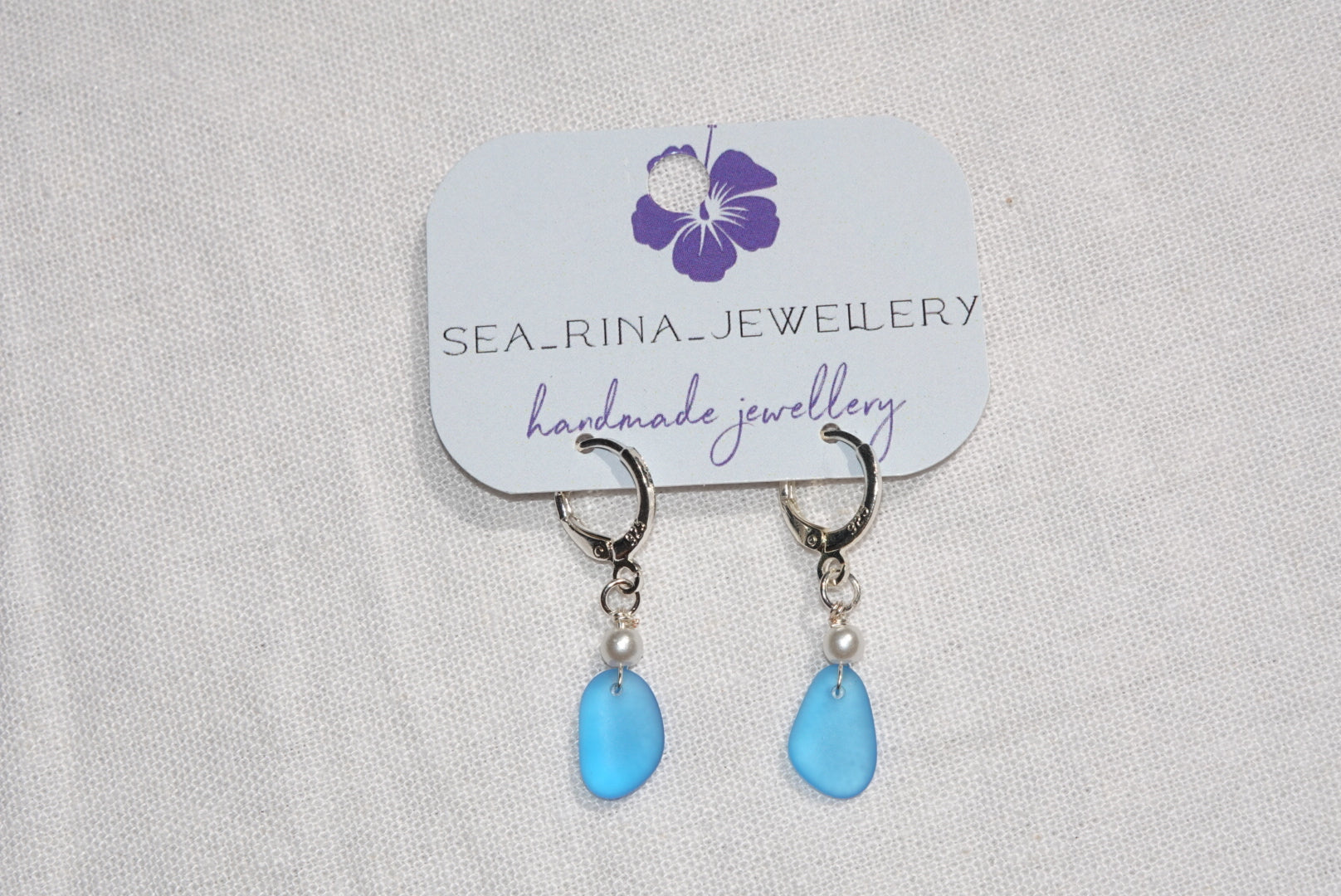 Kobalt Blue Beach Glass Hoops - silber