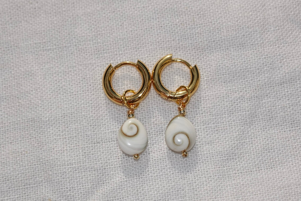 Calypso Shiva Shell Hoops - Teardrops - gold
