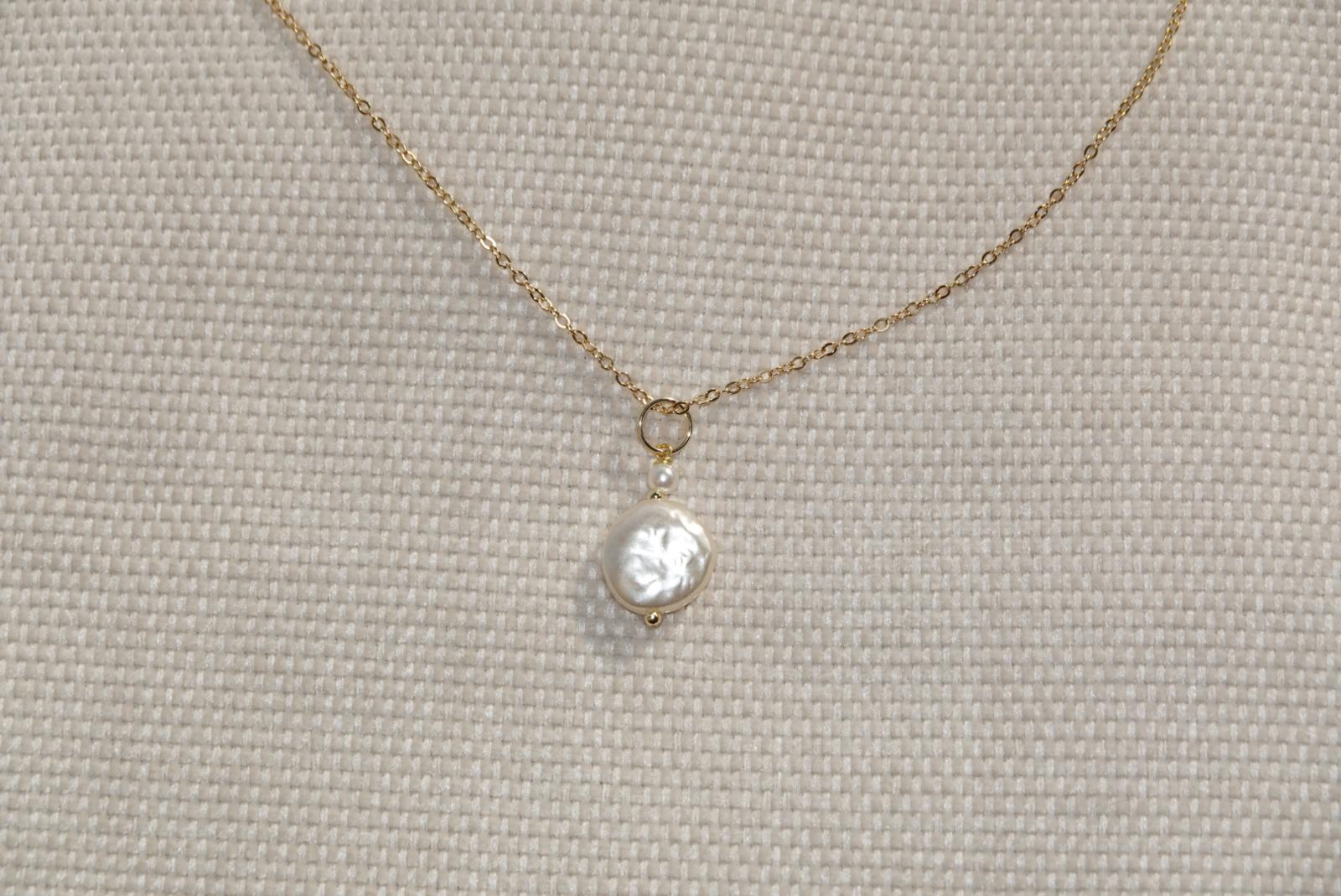 Flat Fresh Water Pearl Necklace - gold