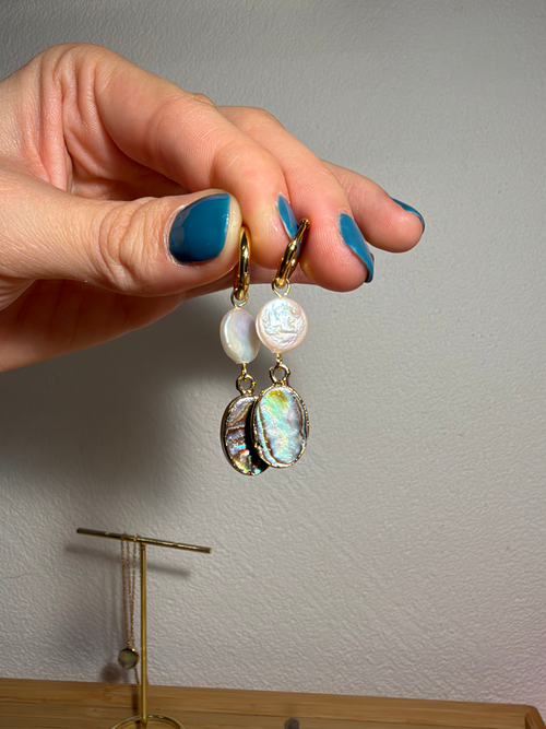 Abalone Pearl Earrings - gold