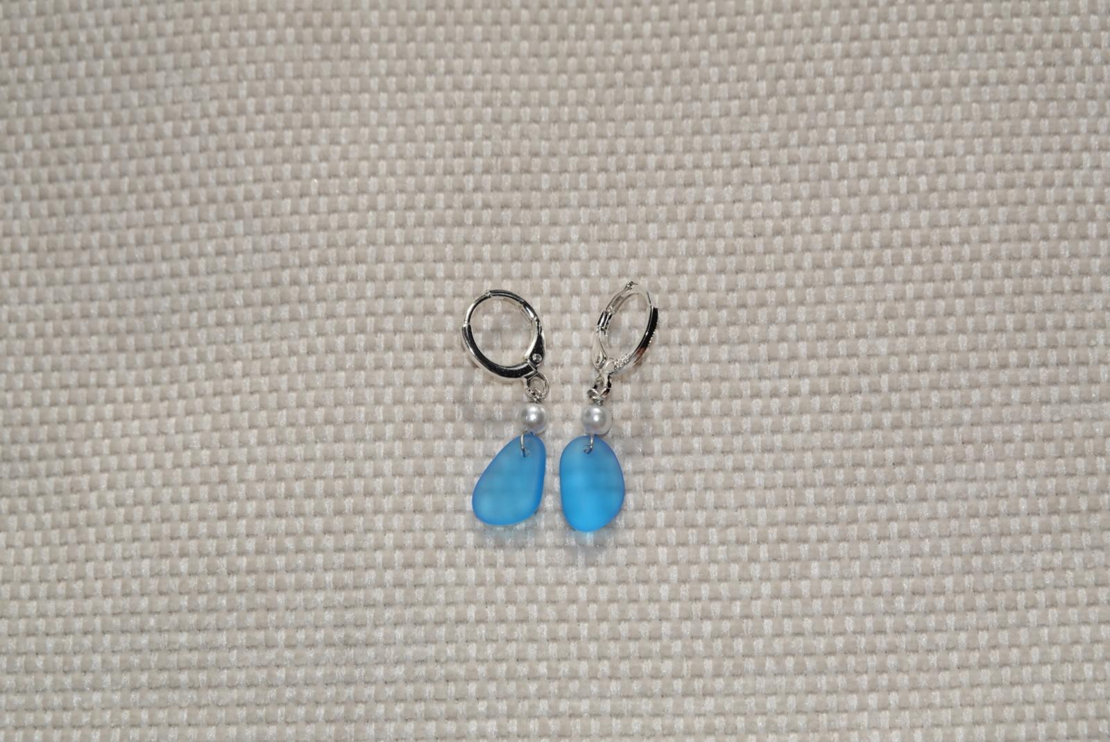 Kobalt Blue Beach Glass Hoops - 925 silver