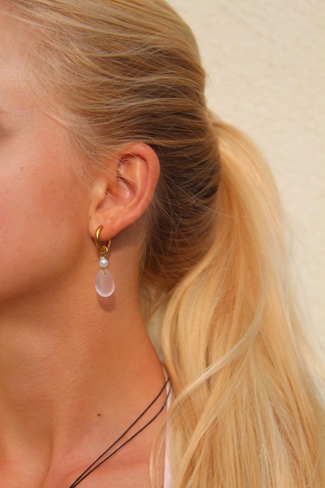 Light Pink Beach Glass Hoops
