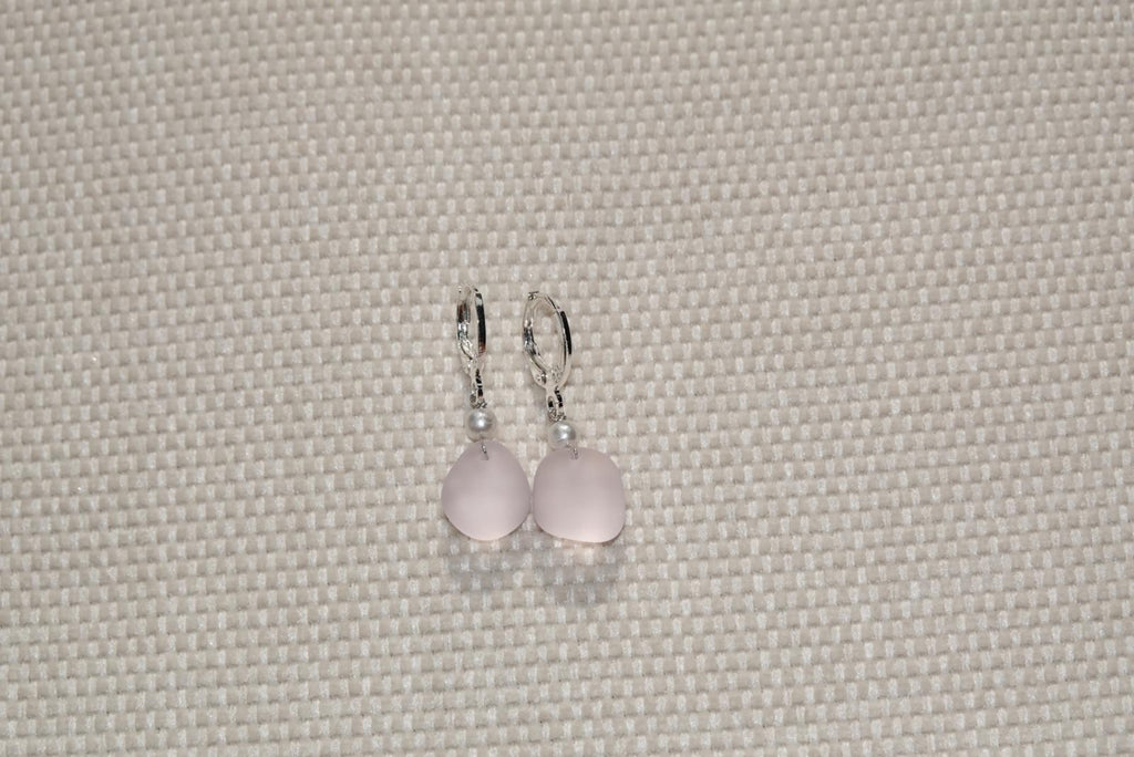 Light Pink Beach Glass Hoops