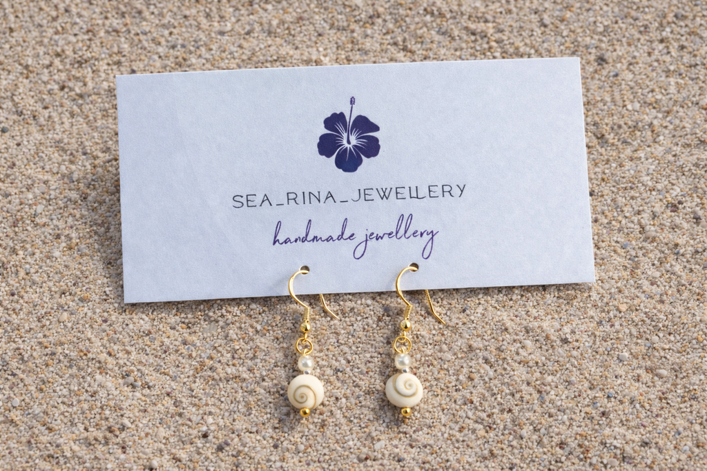 Calypso Shiva Shell Earrings ~ small ~ gold