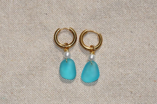 The Light Blue Beach Glass Hoops