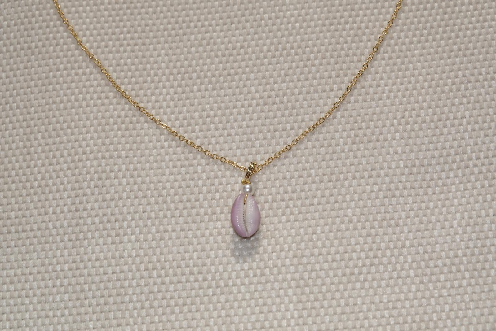 Purple Erosaria Cowrie Shell Necklace - gold