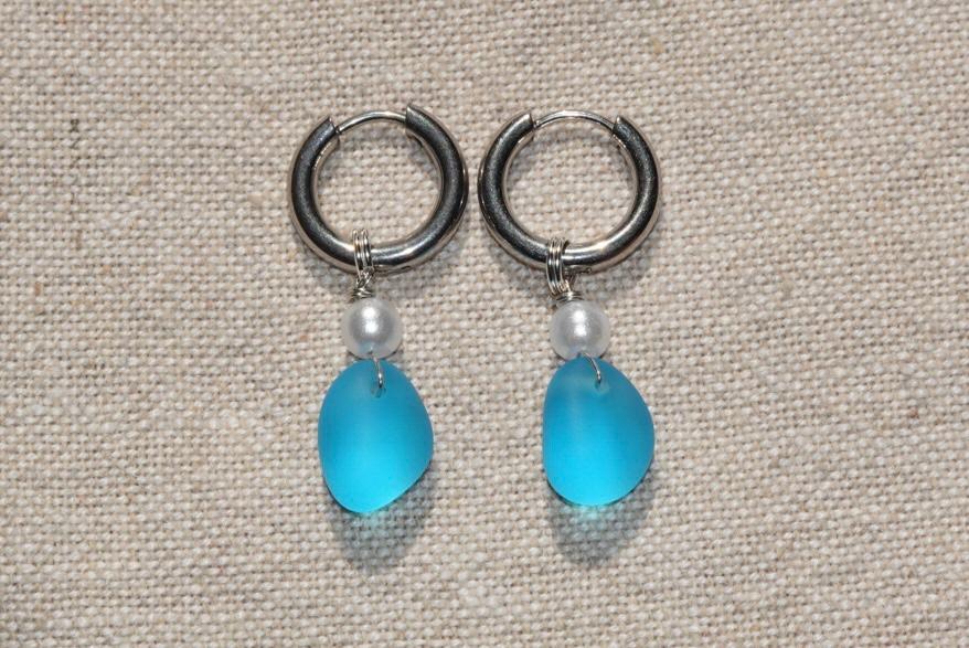 The Blue Beach Glass Hoops
