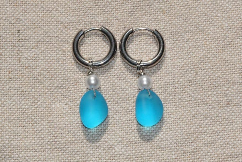 The Blue Beach Glass Hoops