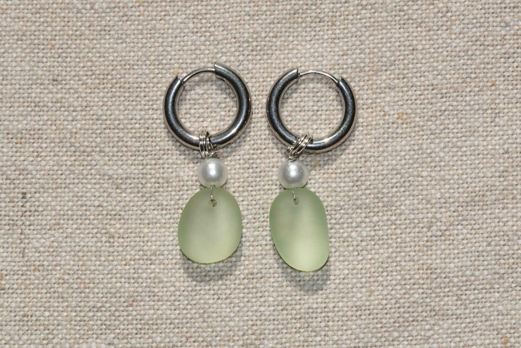 Light Green Beach Glass Hoops