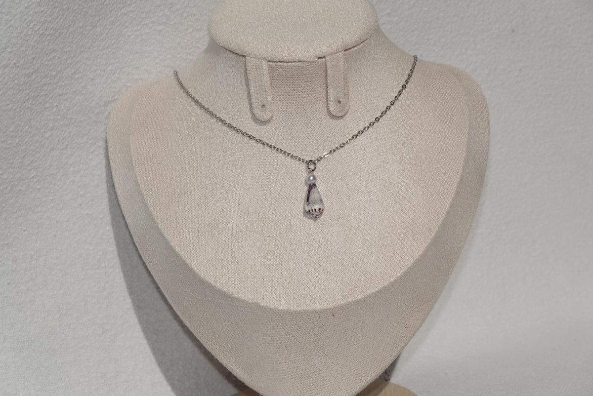 Blue Cone Shell Necklace - silver