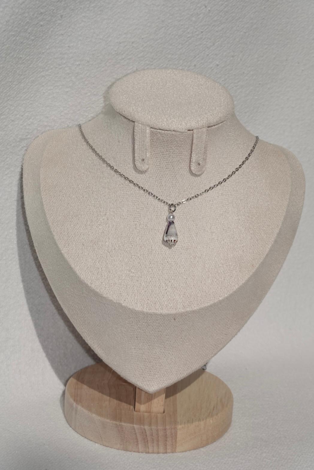 Blue Cone Shell Necklace - silver
