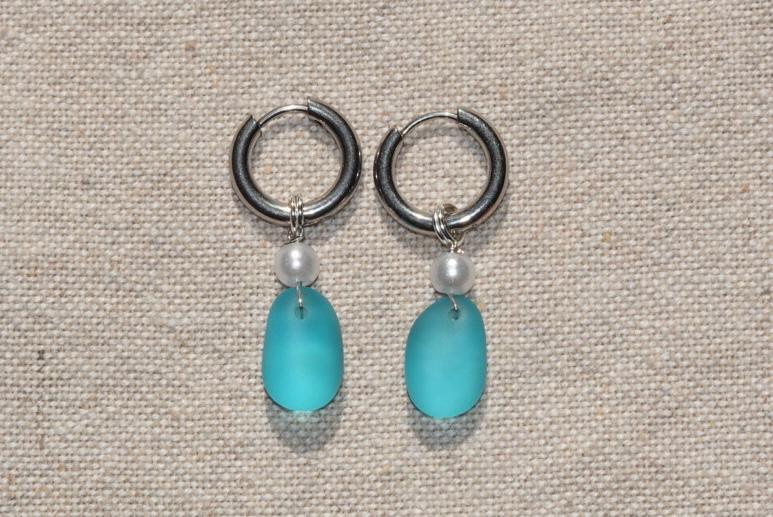 The Light Blue Beach Glass Hoops